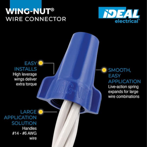 Wing-Nut Wire Connector, 454 Blue, Bag of 25