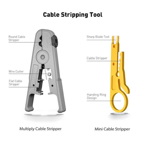Cat7 RJ45 Crimping Tool Kit with Pass Through Ethernet Crimper