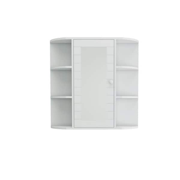 23.42 in. W x 23.22 in. H Frame Wall Mount or Recessed Bathroom Rectangular Medicine Cabinet with Mirror in White