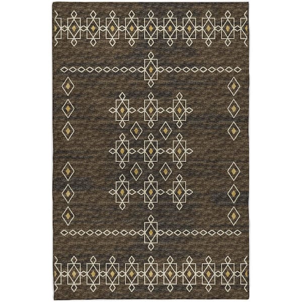 Dream Shag Premium Machine Washable Abstract ADS109 Brown 9 ft. x 12 ft. Area Rug