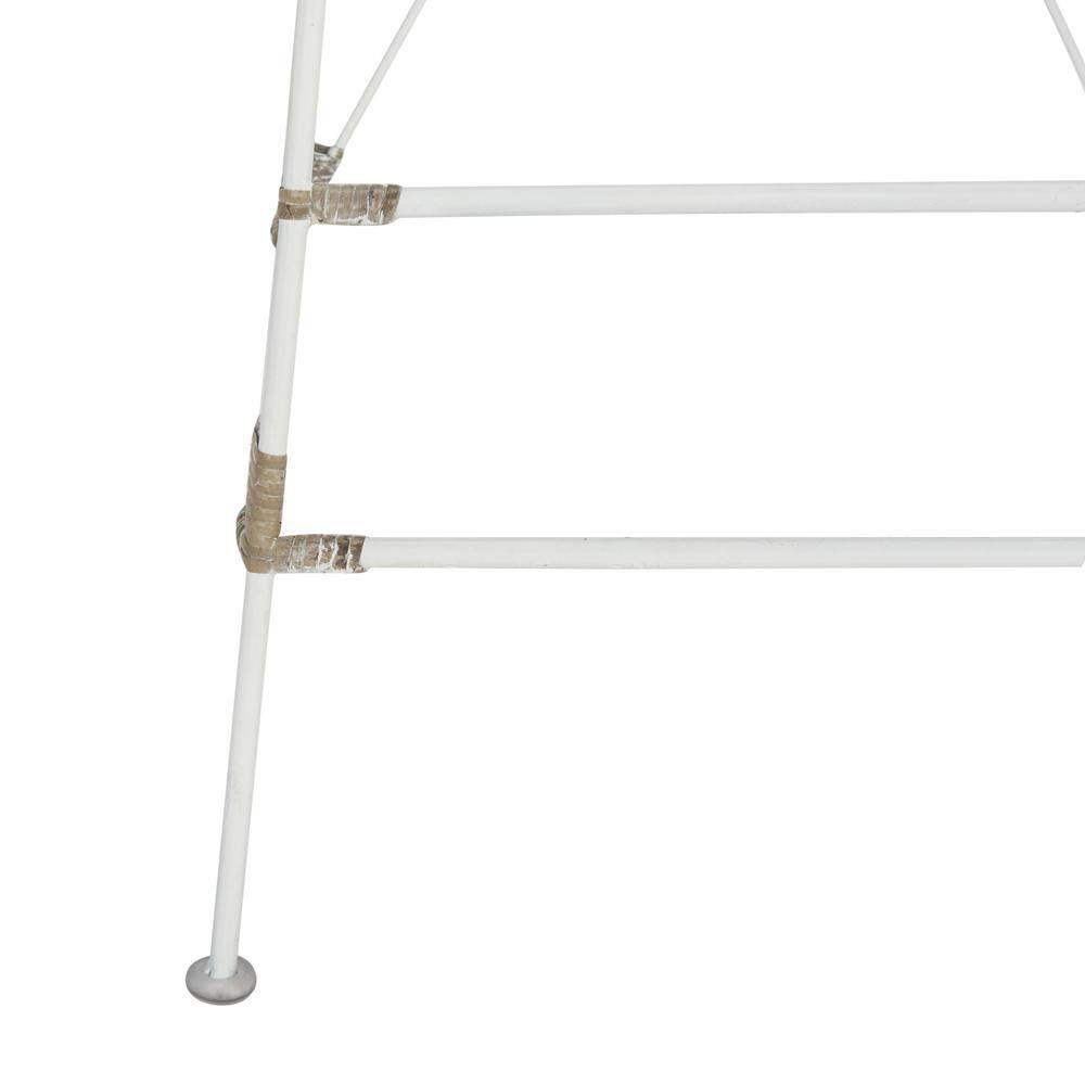 Minerva White Wicker and Metal Bar Stool Set of 2