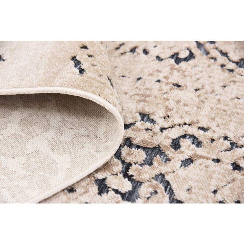Chic Beige Synthetic 9' x 12' Easy-Care Rectangular Rug