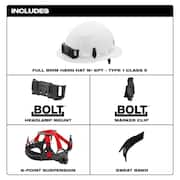 BOLT Black Type 1 Class E Full Brim Non-Vented Hard Hat with 6-Point Ratcheting Suspension (5-Pack)