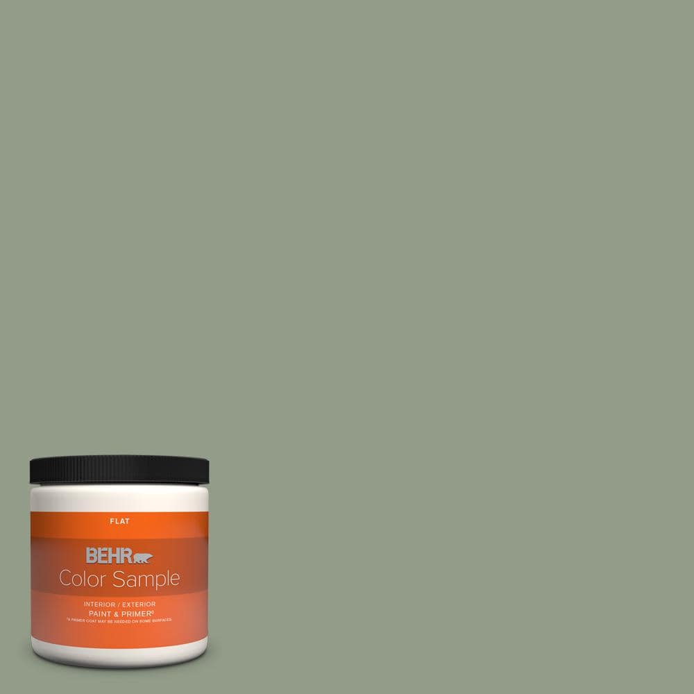 BEHR PREMIUM PLUS 8 oz. #430F-4 False Cypress Flat Interior/Exterior ...