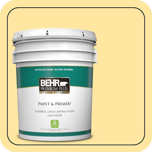 BEHR PREMIUM PLUS 5 gal. #PMD-10 Equator Glow Semi-Gloss Enamel Low Odor Interior Paint & Primer