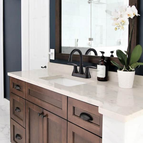 4 in. Centerset Double Handle High Arc Bathroom Sink Faucet with Pop Up Drain and Water Hose in Oil Rubbed Bronze