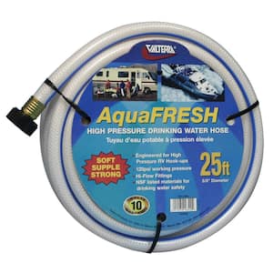 AquaFresh High Pressure Drinking Water Hose - 5/8" x 25', White