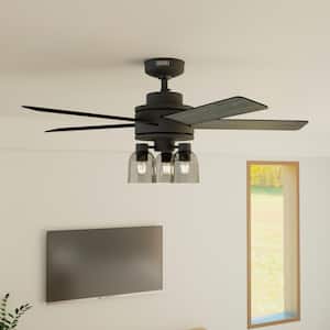 Lochemeade 52 in. Indoor Matte Black Standard Ceiling Fan with with LED and Remote Included