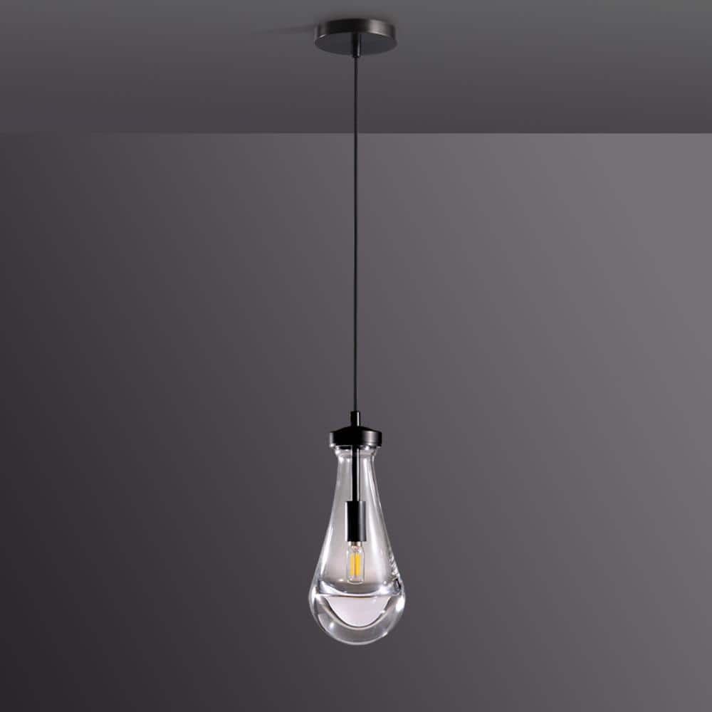 1-Light Dimmable Black Raindrop Kitchen Island Pendant Light, Teardrop Glass Pendant Light for Bedroom, Living Room price history on PriceWatchPro