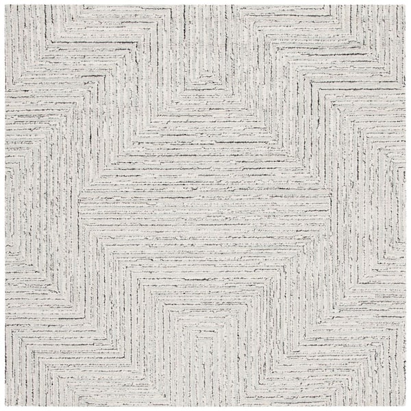 Safavieh Micro-loop Light Grey Ivory 5 Ft. X 5 Ft. Striped Gradient 