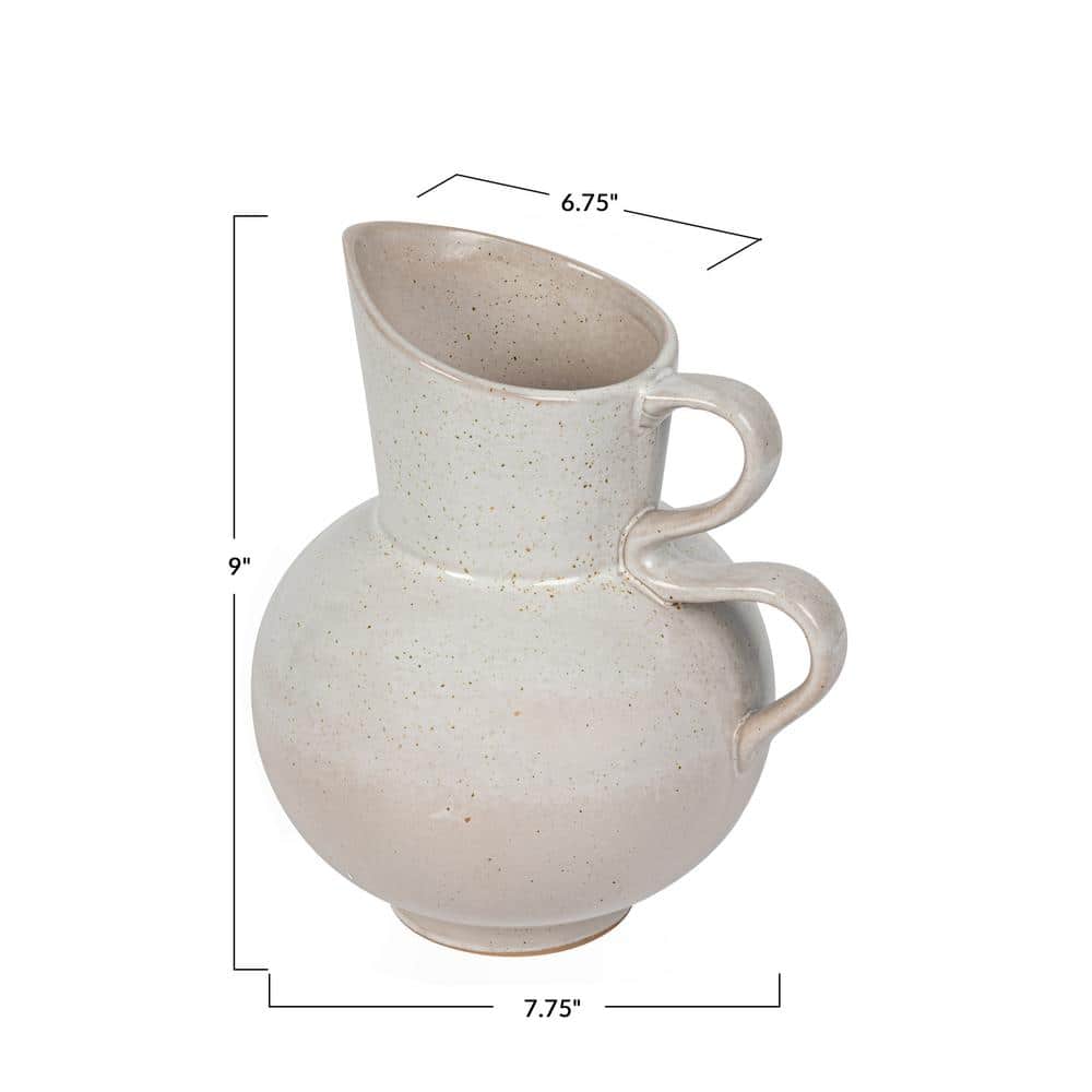 Speckled Cream Stoneware Planter Pot with Knob Details