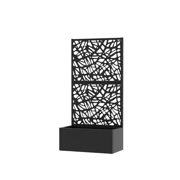 59 in. H x 30 in. L x 12 in. W Black Metal Planter Box with Galvanized Trellis