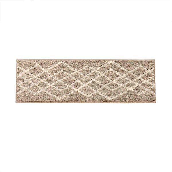 Beige 9 in. x 28 in. Polyester Stair Tread Cover (Set of 15)