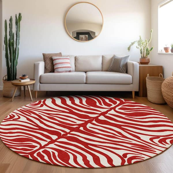 Chantille Machine Washable Indoor/Outdoor Abstract ACN1042 Red 8 ft. x 8 ft. Area Rug