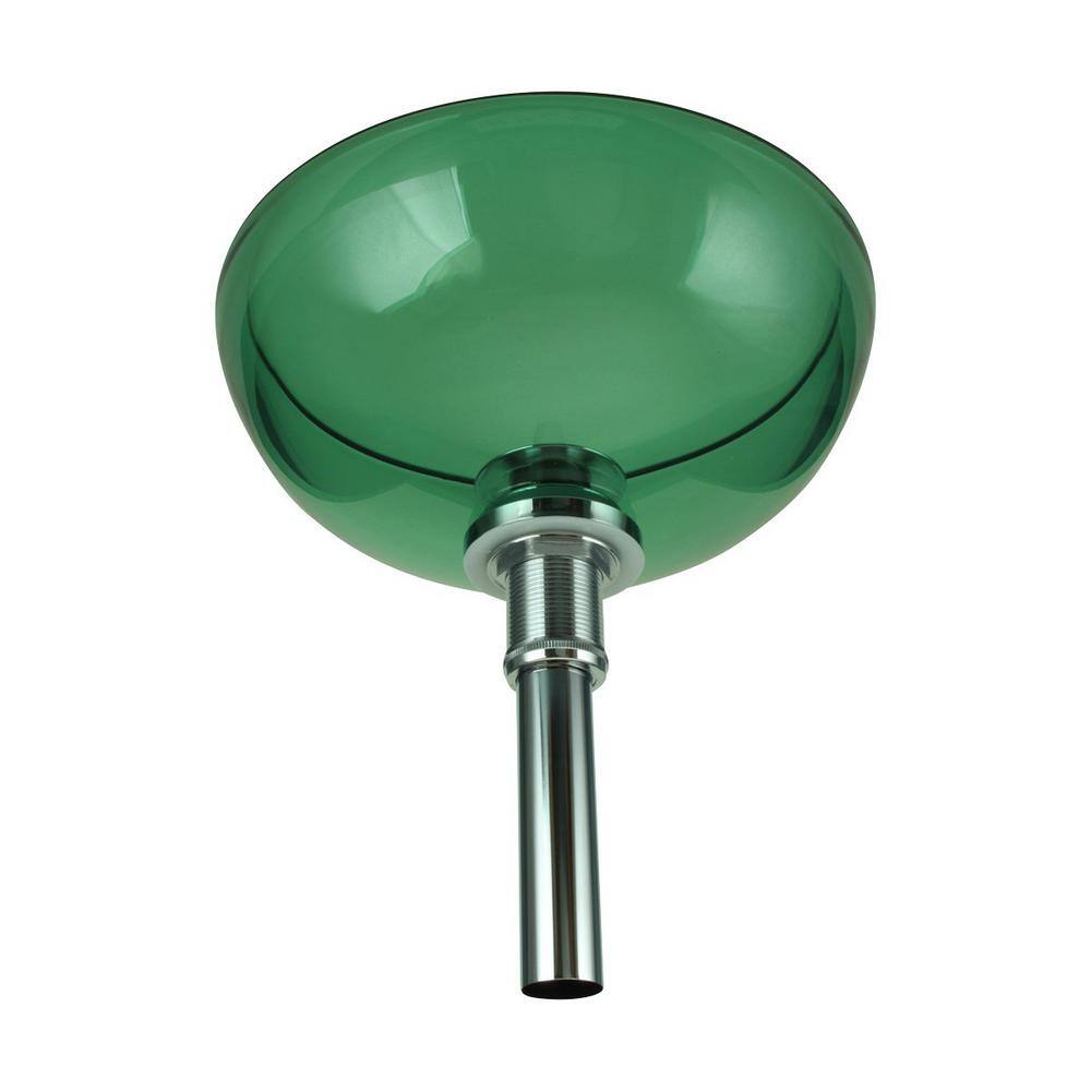Green Tempered Glass Round Above-Counter Vessel Sink with Drain