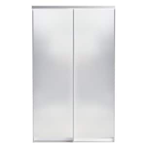 48 in. x 80 in. 1 Lite Tempered Frosted Glass White Aluminum Frame Sliding Closet Door with Hardware