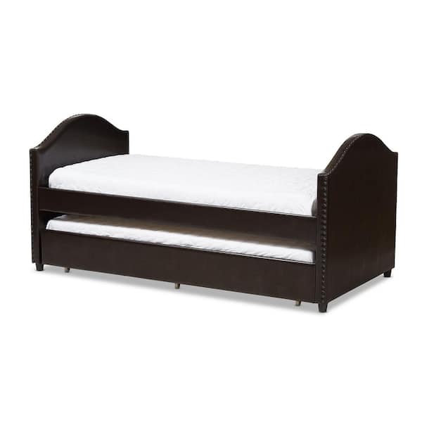Baxton Studio Alessia Contemporary Dark Brown Faux Leather Upholstered Twin Size Daybed