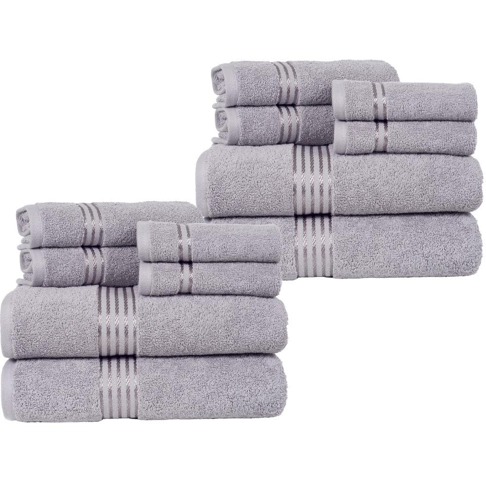 Lavish Home 12PC Blue Cotton Bath Towel Set 670016S2 The Home Depot