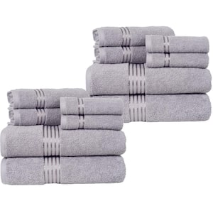 12PC Blue Cotton Bath Towel Set