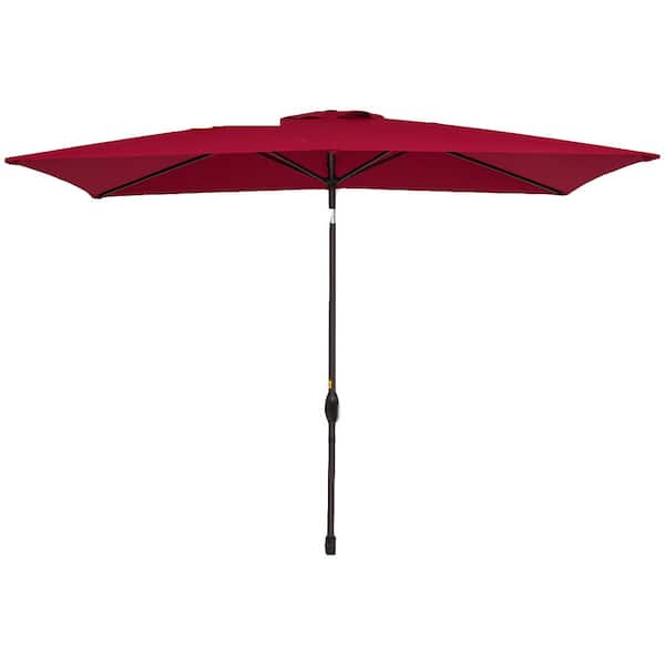 Unbranded 10 ft. x 6.5 ft. Outdoor Market Tilt Patio Umbrella in Red for Backyard