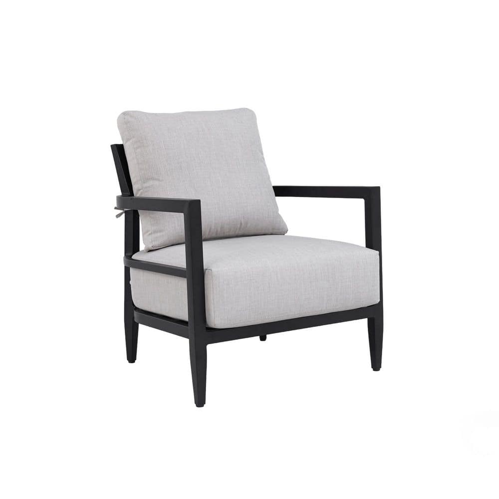 Modern Black Aluminum Outdoor Fully Weld Swivel Lounge Chair with Cast Silver Cushion, Ergonomic Backrest, Tapered Legs price history on PriceWatchPro