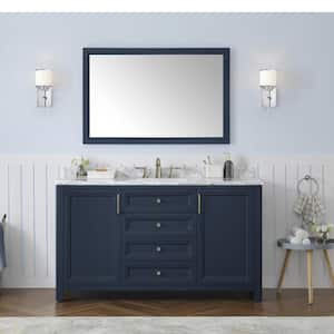 Sandon 46 in. W x 30 in. H Rectangular Framed Wall Mount Bathroom Vanity Mirror in Midnight Blue