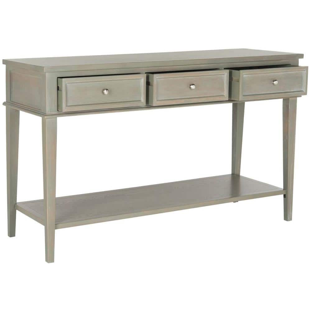 Ash Grey Transitional Rectangular Console Table with Storage