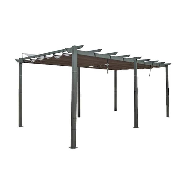 11 ft. x 20 ft. Outdoor Dark Gray Aluminum Outdoor Pergolas with Weather-Resistant Canopy
