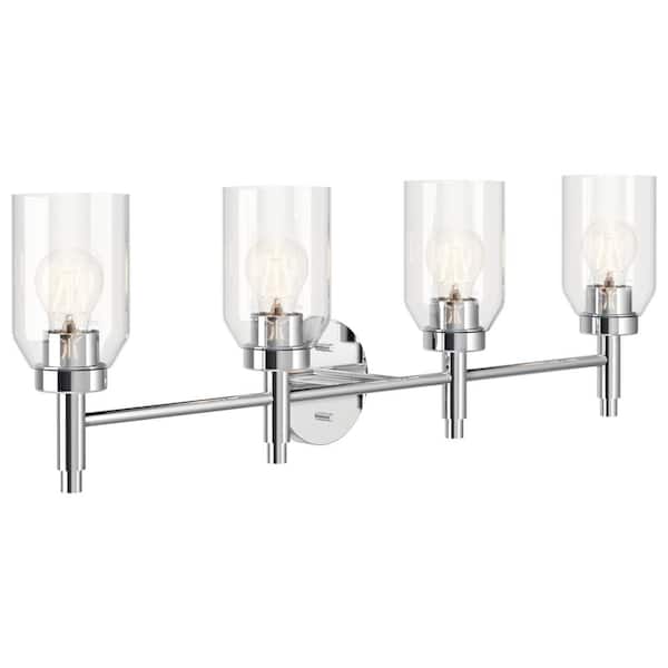 Madden 34 in. 4-Light Chrome Modern Bathroom Vanity Light with Clear Glass