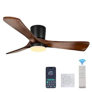 42 in. Smart Wood Indoor Black Ceiling Fan with 3-Colors LED Light and Dimmer and DC Moter and App/Wall Switch/Remote