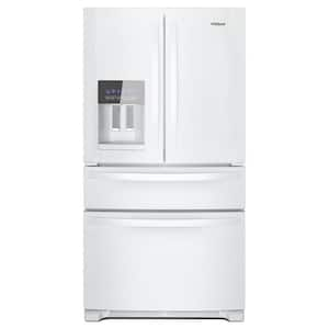 36 in. 24.5 cu. ft. Wide French Door Bottom Mount Refrigerator in White with Maximum Ice Capacity