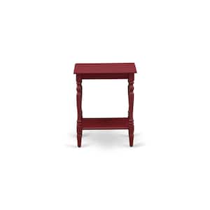 16 in. x 20 in. Burgundy Rectangle Modern End Table Wood Laminate Top with Open Storage Shelf for Bedroom