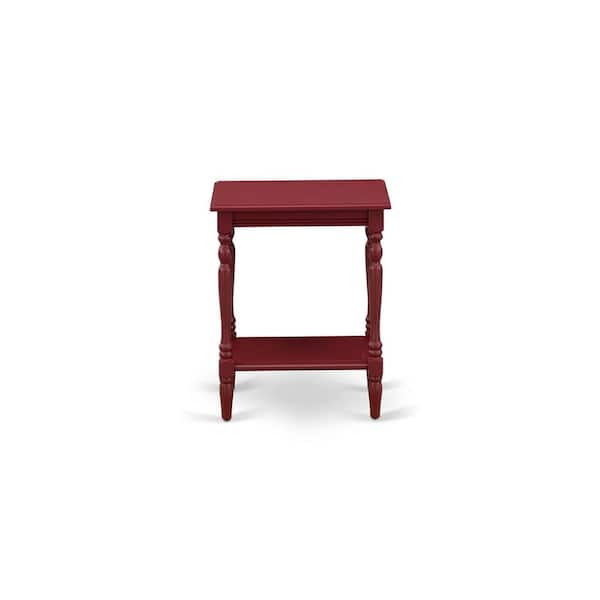 16 in. x 20 in. Burgundy Rectangle Modern End Table Wood Laminate Top with Open Storage Shelf for Bedroom