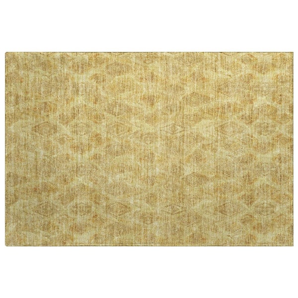 Dream Shag Premium Machine Washable Abstract ADS622 Gold 2 ft. x 3 ft. Accent Rug