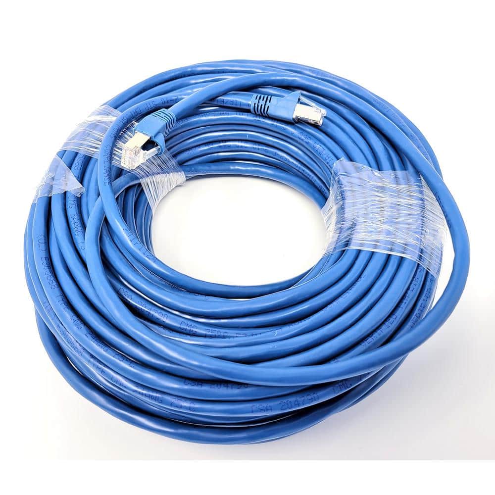 Cat6 Ethernet Cable for Gaming Blue 100ft LAN Network Patch Cord Wire -  High Speed Internet Cable, RJ45, 24AWG, 500MHz Connectors for Router Modem