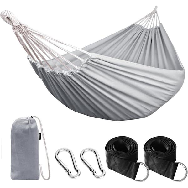Cubilan 12 ft. Portable Camping Hammocks for Hanging Sturdy Hammock with Tree Straps Up to 660 lbs. in Grey