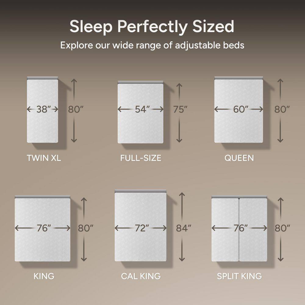 Gray Queen Adjustable Bed Frame Base with 14 in. Hybrid Mattress, Massage, Wireless Remote, Underbed Light Electric Bed - thumbnail 3