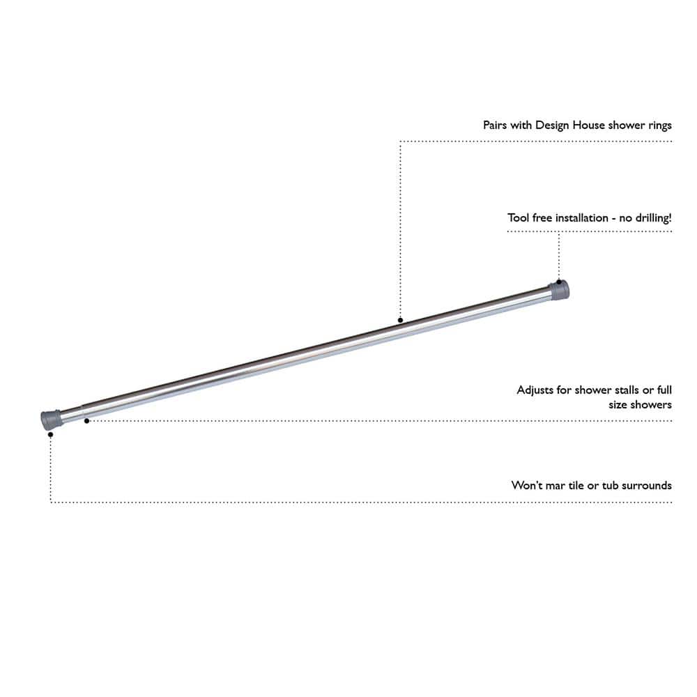 Adjustable Satin Nickel Straight Tension Shower Curtain Rod, 73"