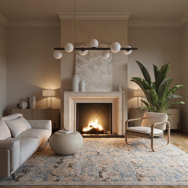 Halima Traditional Vintage Floral Blue 9 ft. x 12 ft. Indoor Area Rug