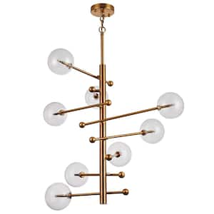 Stevie I 8-Light Gold Sputnik Chandelier with Glass Shade