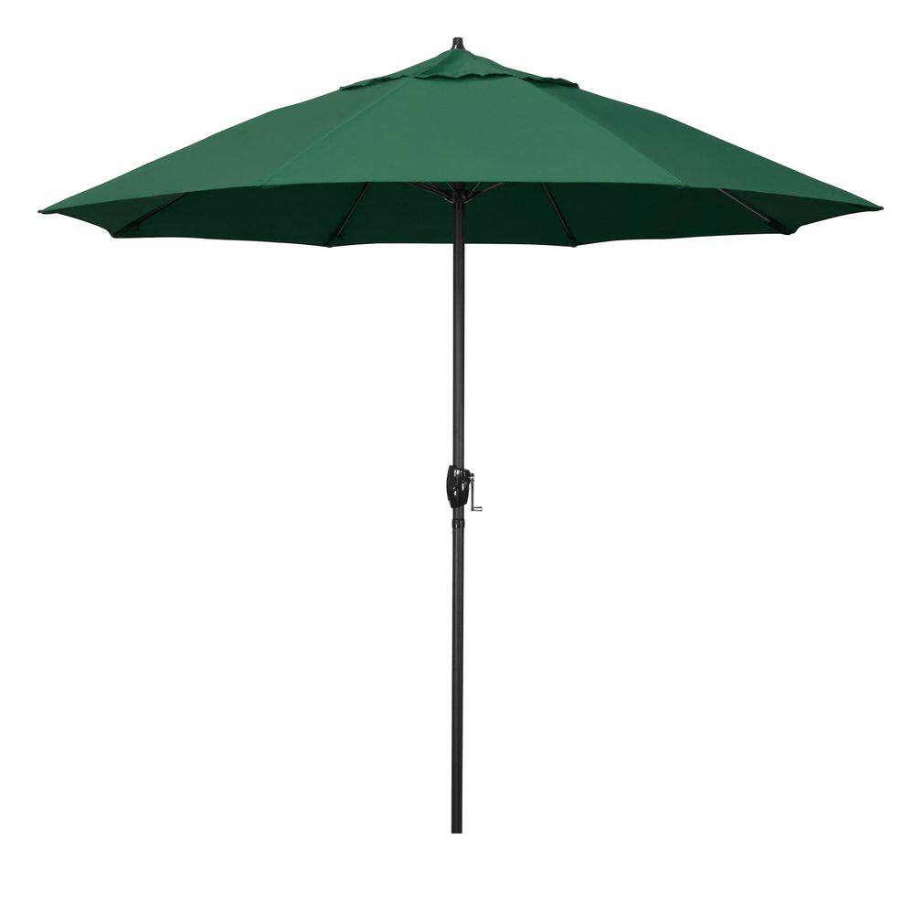 9 ft. Black Aluminum Market Patio Umbrella with Fiberglass Ribs and Auto Tilt in Hunter Green Olefin price history on PriceWatchPro