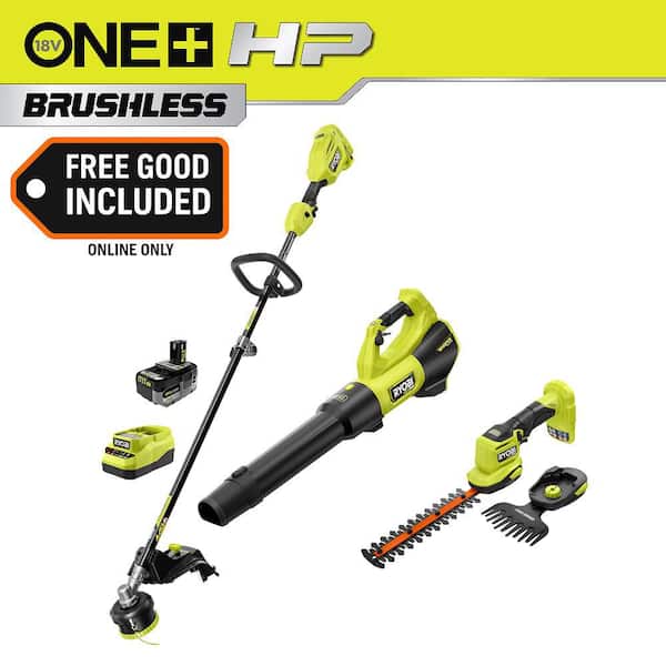 ONE+ HP 18V Brushless Cordless 15 in. Trimmer & 510 CFM Blower Combo Kit w/ Shear Shrubber, 4.0 Ah Battery & Charger