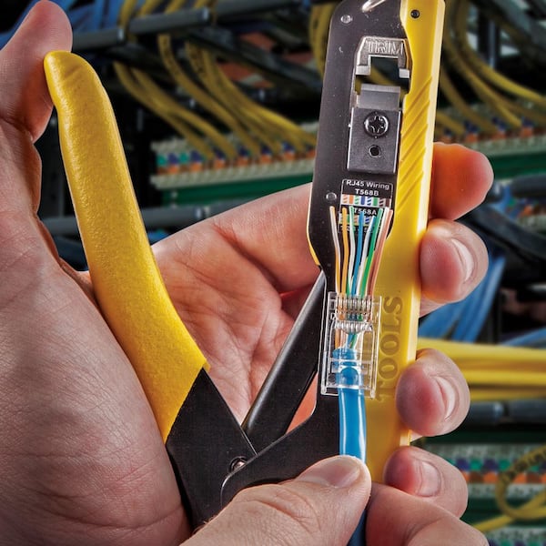 Klein Tools - Compact Pass-Thru Modular Crimper with CAT5E Data Plugs (20-Pack)