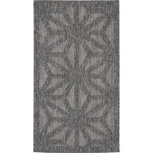 Palamos Dark Gray Doormat 2 ft. x 4 ft. Geometric Contemporary Indoor/Outdoor Patio Kitchen Area Rug
