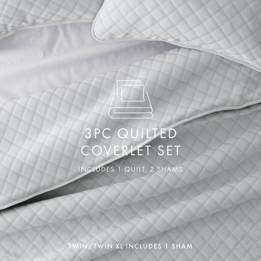 Light Gray Twin Microfiber Reversible Quilt Set