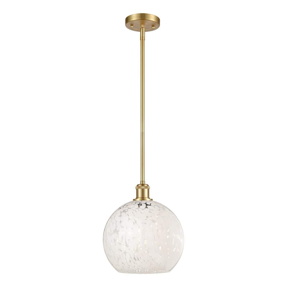 White Mouchette 100-Watt 1-Light Satin Gold Standard Mini Pendant Light with Painted Glass Shade, No Bulbs Included price history on PriceWatchPro