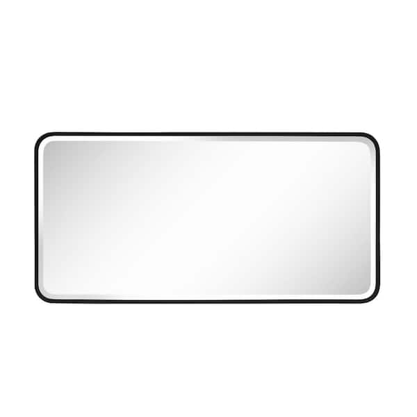 GETLEDEL 20 in. W x 40 in. H Rounded Rectangular Aluminum Framed Beveled Edge Wall Mounted Bathroom Vanity Mirror in Black