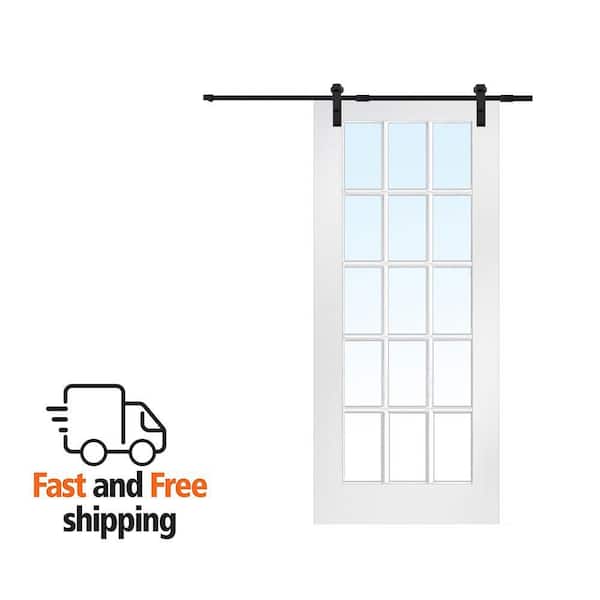 MMI DOOR 72 in. x 84 in. 15 Lite True Divided Primed MDF Assembly