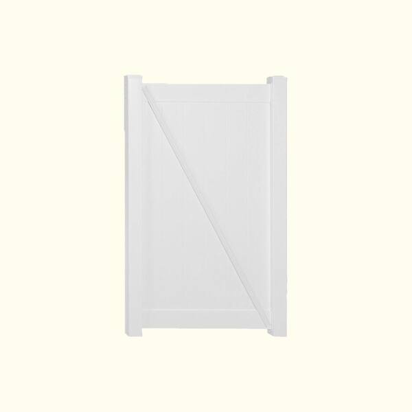 Weatherables Pembroke 3.5 ft. W x 6 ft. H White Vinyl Privacy Fence Gate Kit