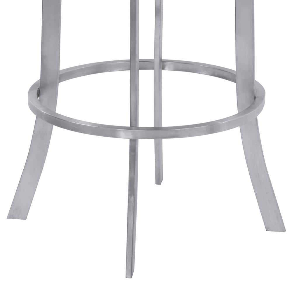 Gray Faux Leather and Metal Swivel Bar Stool